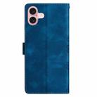 For iPhone 16 Cherry Blossom Butterfly Skin Feel Embossed PU Phone Case(Blue) - 3