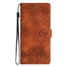 For iPhone 16 Cherry Blossom Butterfly Skin Feel Embossed PU Phone Case(Brown) - 2