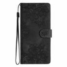 For iPhone 16 Cherry Blossom Butterfly Skin Feel Embossed PU Phone Case(Black) - 2