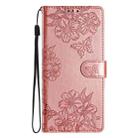 For iPhone 16 Cherry Blossom Butterfly Skin Feel Embossed PU Phone Case(Rose Gold) - 2
