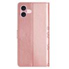 For iPhone 16 Cherry Blossom Butterfly Skin Feel Embossed PU Phone Case(Rose Gold) - 3