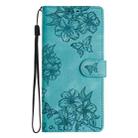 For iPhone 16 Plus Cherry Blossom Butterfly Skin Feel Embossed PU Phone Case(Green) - 2