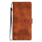 For iPhone 16 Plus Cherry Blossom Butterfly Skin Feel Embossed PU Phone Case(Brown) - 2