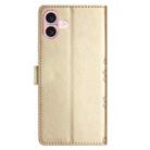 For iPhone 16 Plus Cherry Blossom Butterfly Skin Feel Embossed PU Phone Case(Gold) - 3