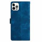 For iPhone 16 Pro Cherry Blossom Butterfly Skin Feel Embossed PU Phone Case(Blue) - 3