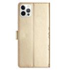 For iPhone 16 Pro Cherry Blossom Butterfly Skin Feel Embossed PU Phone Case(Gold) - 3