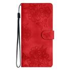 For iPhone 16 Pro Max Cherry Blossom Butterfly Skin Feel Embossed PU Phone Case(Red) - 2