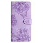 For iPhone 17 Cherry Blossom Butterfly Skin Feel Embossed PU Phone Case(Purple) - 2