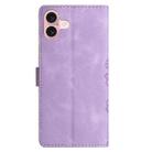 For iPhone 17 Cherry Blossom Butterfly Skin Feel Embossed PU Phone Case(Purple) - 3