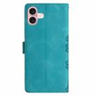 For iPhone 17 Cherry Blossom Butterfly Skin Feel Embossed PU Phone Case(Green) - 3