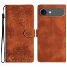 For iPhone 17 Air Cherry Blossom Butterfly Skin Feel Embossed PU Phone Case(Brown) - 1