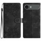 For iPhone 17 Air Cherry Blossom Butterfly Skin Feel Embossed PU Phone Case(Black) - 1