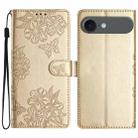 For iPhone 17 Air Cherry Blossom Butterfly Skin Feel Embossed PU Phone Case(Gold) - 1