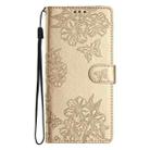 For iPhone 17 Air Cherry Blossom Butterfly Skin Feel Embossed PU Phone Case(Gold) - 2