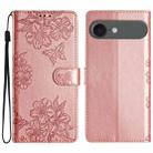 For iPhone 17 Air Cherry Blossom Butterfly Skin Feel Embossed PU Phone Case(Rose Gold) - 1