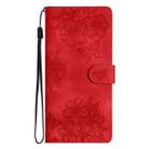 For iPhone 17 Pro Max Cherry Blossom Butterfly Skin Feel Embossed PU Phone Case(Red) - 2