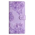 For iPhone 17 Pro Max Cherry Blossom Butterfly Skin Feel Embossed PU Phone Case(Purple) - 2