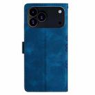 For iPhone 17 Pro Max Cherry Blossom Butterfly Skin Feel Embossed PU Phone Case(Blue) - 3