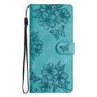 For iPhone 17 Pro Max Cherry Blossom Butterfly Skin Feel Embossed PU Phone Case(Green) - 2