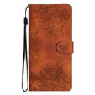 For iPhone 17 Pro Max Cherry Blossom Butterfly Skin Feel Embossed PU Phone Case(Brown) - 2