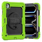 For iPad Pro 11 2024 Silicone Hybrid PC Tablet Case with Shoulder Strap(Black + Yellow Green) - 1