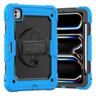 For iPad Pro 11 2024 Silicone Hybrid PC Tablet Case with Shoulder Strap(Black + Light Blue) - 1