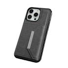 For iPhone 15 Pro Max Solid Color Metal Buckle Card Slots Bag Phone Case(Grey) - 2