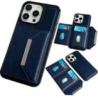 For iPhone 15 Pro Solid Color Metal Buckle Card Slots Bag Phone Case(Blue) - 1
