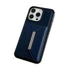 For iPhone 15 Pro Solid Color Metal Buckle Card Slots Bag Phone Case(Blue) - 2