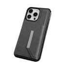 For iPhone 15 Pro Solid Color Metal Buckle Card Slots Bag Phone Case(Grey) - 2