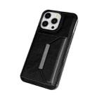 For iPhone 15 Pro Solid Color Metal Buckle Card Slots Bag Phone Case(Black) - 2