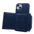 For iPhone 15 Plus Solid Color Metal Buckle Card Slots Bag Phone Case(Blue) - 3
