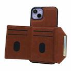 For iPhone 15 Plus Solid Color Metal Buckle Card Slots Bag Phone Case(Brown) - 3