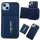For iPhone 15 Solid Color Metal Buckle Card Slots Bag Phone Case(Blue) - 1