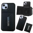 For iPhone 15 Solid Color Metal Buckle Card Slots Bag Phone Case(Black) - 1