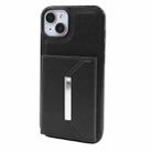 For iPhone 15 Solid Color Metal Buckle Card Slots Bag Phone Case(Black) - 2