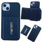 For iPhone 14 Plus Solid Color Metal Buckle Card Slots Bag Phone Case(Blue) - 1