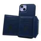 For iPhone 14 Plus Solid Color Metal Buckle Card Slots Bag Phone Case(Blue) - 3
