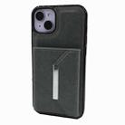 For iPhone 14 Plus Solid Color Metal Buckle Card Slots Bag Phone Case(Grey) - 2