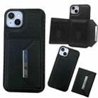 For iPhone 14 Plus Solid Color Metal Buckle Card Slots Bag Phone Case(Black) - 1