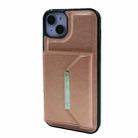 For iPhone 14 Plus Solid Color Metal Buckle Card Slots Bag Phone Case(Rose Gold) - 2
