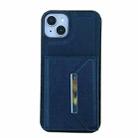 For iPhone 14 Solid Color Metal Buckle Card Slots Bag Phone Case(Blue) - 2