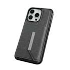 For iPhone 14 Pro Solid Color Metal Buckle Card Slots Bag Phone Case(Grey) - 2