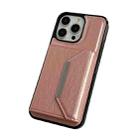 For iPhone 14 Pro Solid Color Metal Buckle Card Slots Bag Phone Case(Rose Gold) - 2