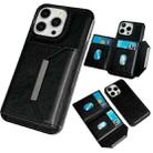 For iPhone 14 Pro Max Solid Color Metal Buckle Card Slots Bag Phone Case(Black) - 1