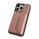 For iPhone 14 Pro Max Solid Color Metal Buckle Card Slots Bag Phone Case(Rose Gold) - 2