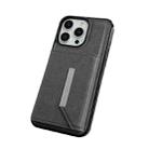 For iPhone 13 Pro Max Solid Color Metal Buckle Card Slots Bag Phone Case(Grey) - 2