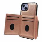 For iPhone 13 Solid Color Metal Buckle Card Slots Bag Phone Case(Rose Gold) - 3