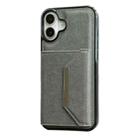 For iPhone 16 Plus Solid Color Metal Buckle Card Slots Bag Phone Case(Grey) - 2