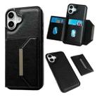 For iPhone 16 Plus Solid Color Metal Buckle Card Slots Bag Phone Case(Black) - 1